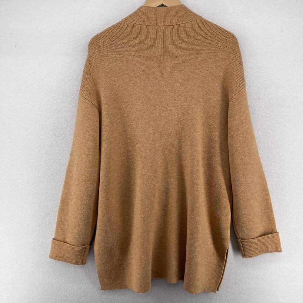 TALBOTS Sweater XL Cardigan Notch Collar Blazer Knit Lambs Wool Blend Camel - Picture 2 of 13